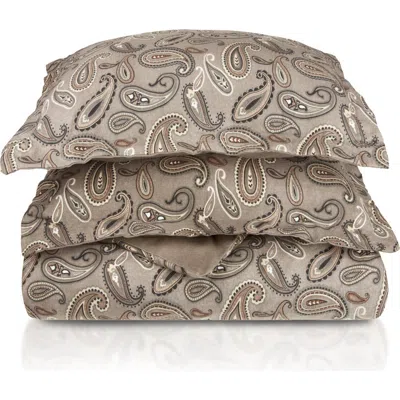 Superior Cotton Flannel Paisley Duvet Set In Brown