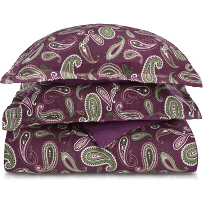 Superior Cotton Flannel Paisley Duvet Set In Purple