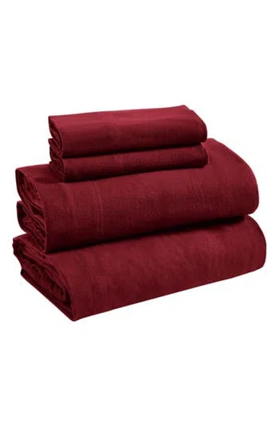 Superior Cotton Flannel Sheet Set In Burgundy