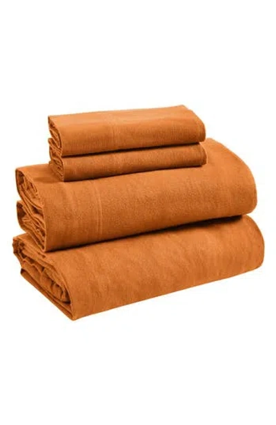 Superior Cotton Flannel Sheet Set In Orange
