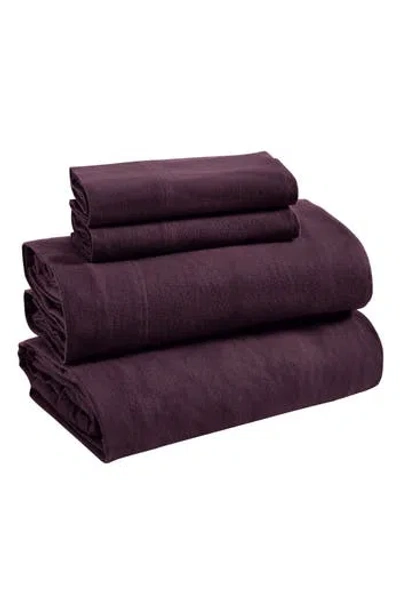 Superior Cotton Flannel Sheet Set In Purple