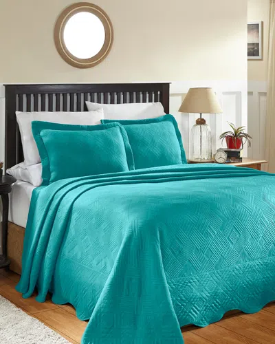 SUPERIOR SUPERIOR COTTON GEOMETRIC FRET MATELASSE BEDSPREAD SET