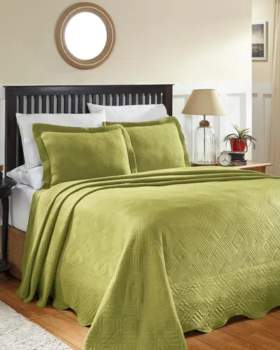 SUPERIOR SUPERIOR COTTON GEOMETRIC FRET MATELASSE BEDSPREAD SET