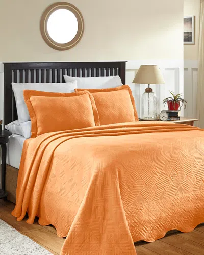 SUPERIOR SUPERIOR COTTON GEOMETRIC FRET MATELASSE BEDSPREAD SET