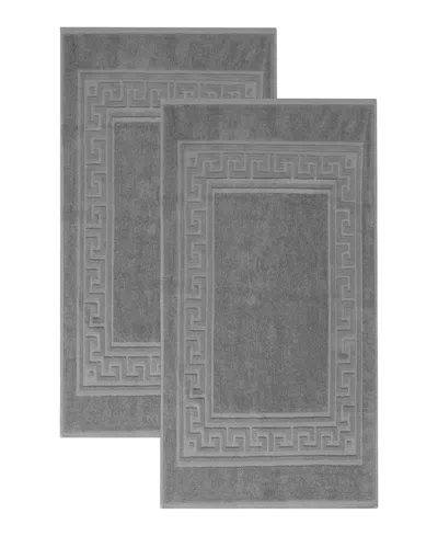 Superior Cotton Greek Key Infinity Border 2-pc. Bath Rug Set In Silver