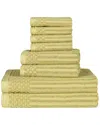 Superior Cotton Highly Absorbent 8pc Solid And Checkered Border Towel Set In Gold