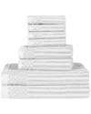Superior Cotton Highly Absorbent 8pc Solid And Checkered Border Towel Set In White