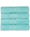 Superior Cotton Highly Absorbent Solid 4pc Quick-drying Bath Towel Set In Blue