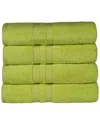 Superior Cotton Highly Absorbent Solid 4pc Quick-drying Bath Towel Set In Green