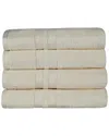 Superior Cotton Highly Absorbent Solid 4pc Quick-drying Bath Towel Set In Ivory