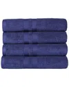 Superior Cotton Highly Absorbent Solid 4pc Quick-drying Bath Towel Set In Navy