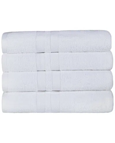 Superior Cotton Highly Absorbent Solid 4pc Quick-drying Bath Towel Set In White