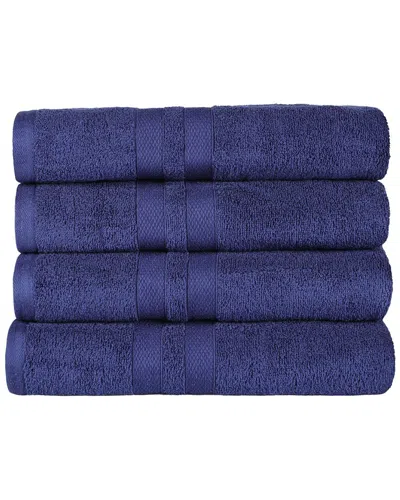 Superior Cotton Highly Absorbent Solid 4pc Quick-drying Bath Towel Set In Navy