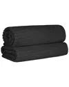Superior Cotton Highly Absorbent Solid And Checkered Border Bath Sheet Set In Black