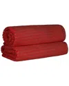 Superior Cotton Highly Absorbent Solid And Checkered Border Bath Sheet Set In Burgundy