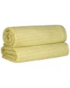 Superior Cotton Highly Absorbent Solid And Checkered Border Bath Sheet Set In Gold