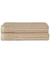 Superior Cotton Highly Absorbent Solid And Checkered Border Bath Towel Set In Ivory