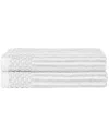 Superior Cotton Highly Absorbent Solid And Checkered Border Bath Towel Set In White