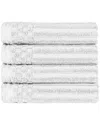 Superior Cotton Highly Absorbent Solid And Checkered Border Hand Towel Set In White