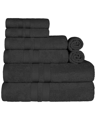 Superior Cotton Highly Absorbent Solid Assorted 8pc Quick-drying Towel Set In Black