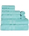 Superior Cotton Highly Absorbent Solid Assorted 8pc Quick-drying Towel Set In Blue