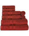 Superior Long Staple Combed Cotton Highly Absorbent Solid 8pc Quick-drying Towel Set In Maroon