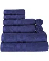 Superior Cotton Highly Absorbent Solid Assorted 8pc Quick-drying Towel Set In Navy