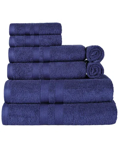 Superior Cotton Highly Absorbent Solid Assorted 8pc Quick-drying Towel Set In Navy