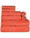 Superior Cotton Highly Absorbent Solid Assorted 8pc Quick-drying Towel Set In Orange