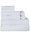 Superior Cotton Highly Absorbent Solid Assorted 8pc Quick-drying Towel Set In White