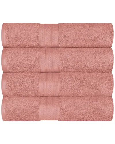 Superior Cotton Solid Highly-absorbent 4pc Luxury Bath Towel Set In Blush
