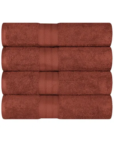Superior Cotton Solid Highly-absorbent 4pc Luxury Bath Towel Set In Brown