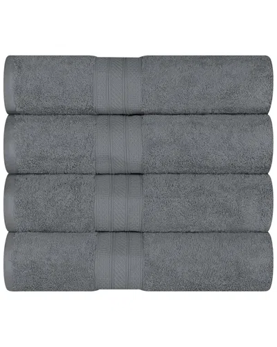 Superior Cotton Solid Highly-absorbent 4pc Luxury Bath Towel Set In Grey