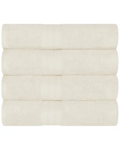 Superior Cotton Solid Highly-absorbent 4pc Luxury Bath Towel Set In Ivory