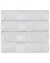 Superior Cotton Solid Highly-absorbent 4pc Luxury Bath Towel Set In White
