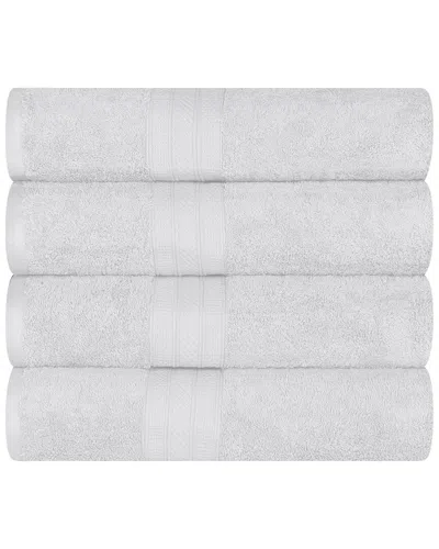 Superior Cotton Solid Highly-absorbent 4pc Luxury Bath Towel Set In White