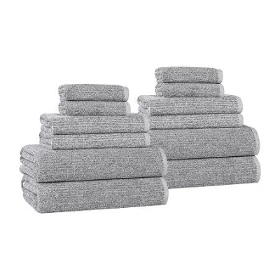 Superior Destin Collection | 80% Cotton 20% Viscose 12-pc. Quick Dry Solid Bath Towel Set In Black