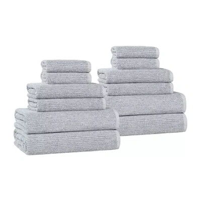 Superior Destin Collection | 80% Cotton 20% Viscose 12-pc. Quick Dry Solid Bath Towel Set In Blue
