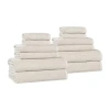 Superior Destin Collection | 80% Cotton 20% Viscose 12-pc. Quick Dry Solid Bath Towel Set In Sand