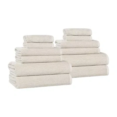 Superior Destin Collection | 80% Cotton 20% Viscose 12-pc. Quick Dry Solid Bath Towel Set In Sand