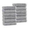 Superior Set Of 12 Destin Medium Weight Solid Ribbed Washcloths In Gray