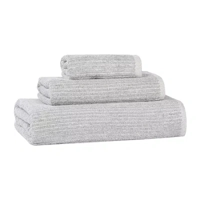 Superior Destin Collection | 80% Cotton 20% Viscose 3-pc. Quick Dry Solid Bath Towel Set In Silver