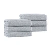 Superior Set Of 6 Destin Medium Weight Solid Ribbed Hand Towels In Blue