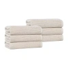 Superior Set Of 6 Destin Medium Weight Solid Ribbed Hand Towels In White