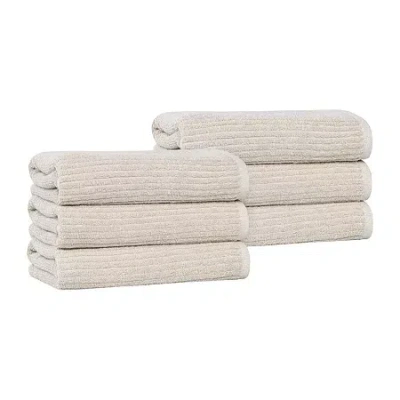 Superior Destin Collection | 80% Cotton 20% Viscose 6-pc. Geometric Hand Towel In Sand