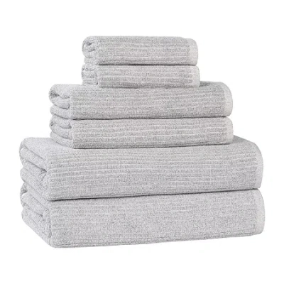 Superior Destin Collection | 80% Cotton 20% Viscose 6-pc. Quick Dry Bath Towel Set In Silver