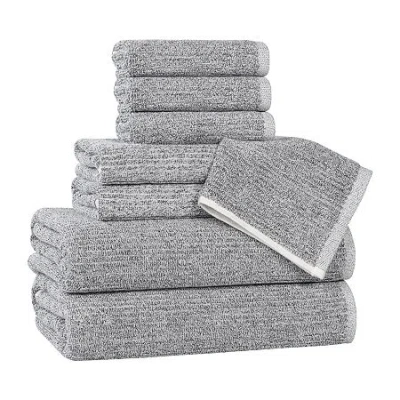 Superior Destin Collection | 80% Cotton 20% Viscose 8-pc. Quick Dry Solid Bath Towel Set In Black