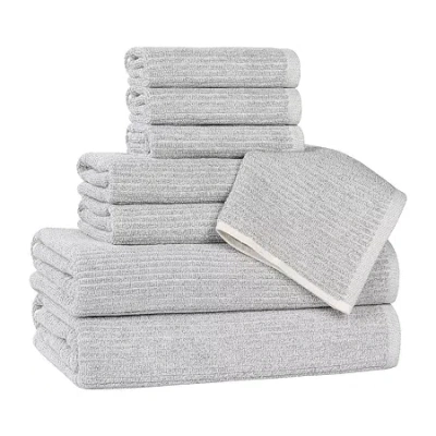 Superior Destin Collection | 80% Cotton 20% Viscose 8-pc. Quick Dry Solid Bath Towel Set In Silver