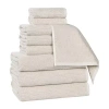 Superior Destin Collection | 80% Cotton 20% Viscose 9-pc. Quick Dry Chevron Bath Towel Set In Sand