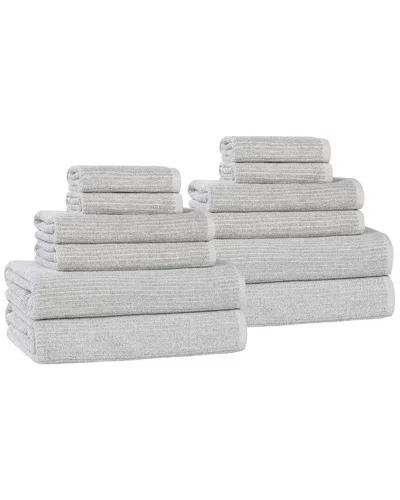 SUPERIOR SUPERIOR DESTIN MEDIUM WEIGHT SOLID RIBBED 12PC TOWEL SET